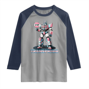 LGBTQ Trans Raglan Shirt Stop Transphobia Trans Rights Social Justice TS10 Sport Gray Navy Print Your Wear