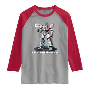 LGBTQ Trans Raglan Shirt Stop Transphobia Trans Rights Social Justice TS10 Sport Gray Red Print Your Wear