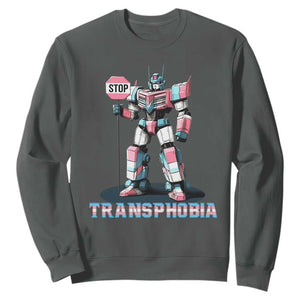 LGBTQ Trans Sweatshirt Stop Transphobia Trans Rights Social Justice TS10 Dark Heather Print Your Wear