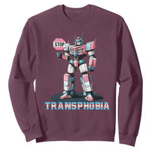 LGBTQ Trans Sweatshirt Stop Transphobia Trans Rights Social Justice TS10 Maroon Print Your Wear
