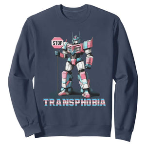 LGBTQ Trans Sweatshirt Stop Transphobia Trans Rights Social Justice TS10 Navy Print Your Wear