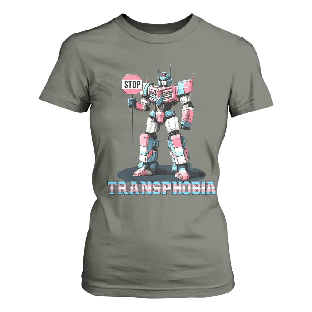LGBTQ Trans T Shirt For Women Stop Transphobia Trans Rights Social Justice TS10 Military Green Print Your Wear