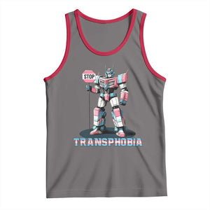 LGBTQ Trans Tank Top Stop Transphobia Trans Rights Social Justice TS10 Deep Heather Red Print Your Wear