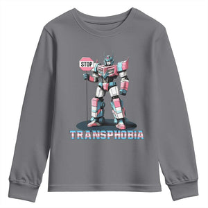 LGBTQ Trans Youth Sweatshirt Stop Transphobia Trans Rights Social Justice TS10 Charcoal Print Your Wear