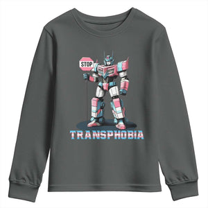 LGBTQ Trans Youth Sweatshirt Stop Transphobia Trans Rights Social Justice TS10 Dark Heather Print Your Wear