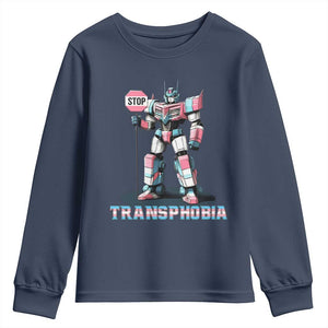 LGBTQ Trans Youth Sweatshirt Stop Transphobia Trans Rights Social Justice TS10 Navy Print Your Wear