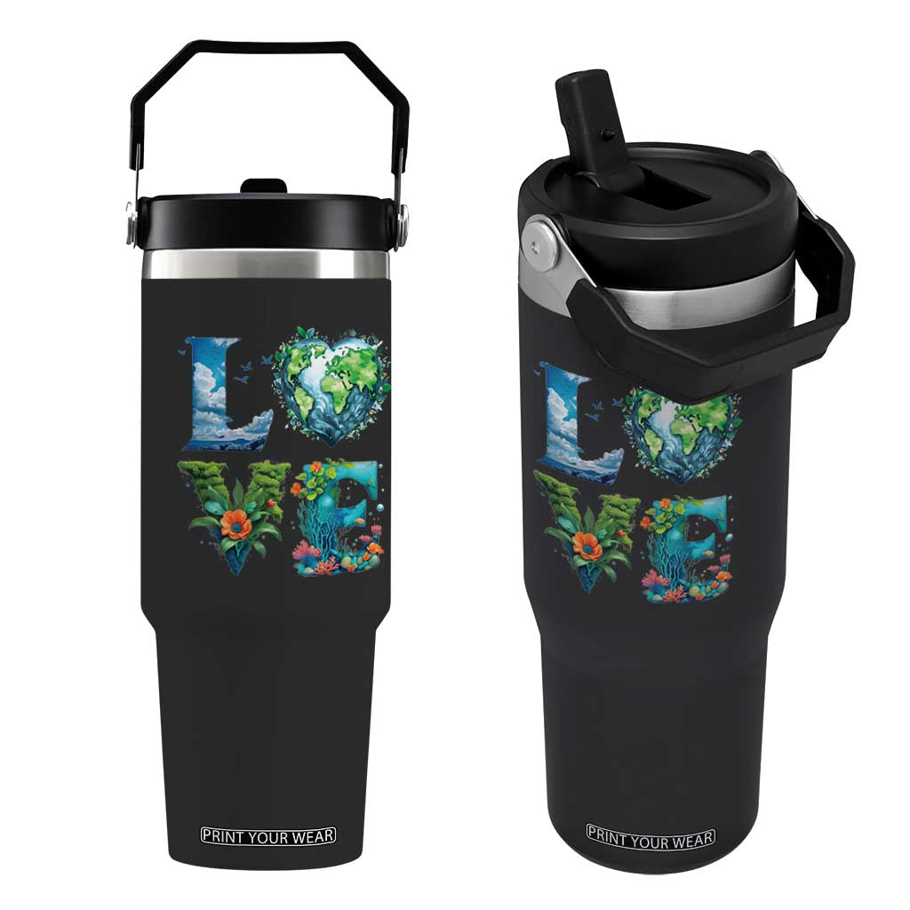 LOVE Planet Nature Anniversary Earth Day Flip Straw Tumbler TS11 One Size: 30 oz Black Print Your Wear