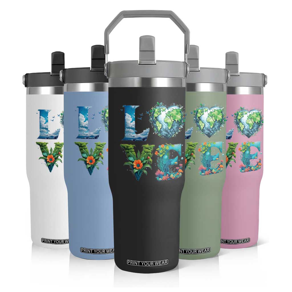 LOVE Planet Nature Anniversary Earth Day Flip Straw Tumbler TS11 Print Your Wear