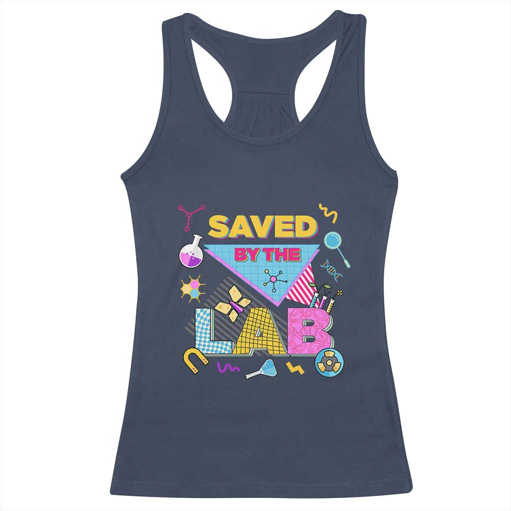 Lab Week Racerback Tank Top Saved By The Lab Retro Medical Laboratory Tech TS02 Navy Print Your Wear