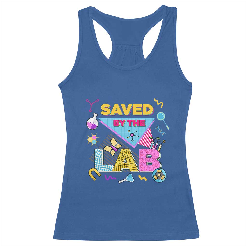 Lab Week Racerback Tank Top Saved By The Lab Retro Medical Laboratory Tech TS02 Royal Blue Print Your Wear