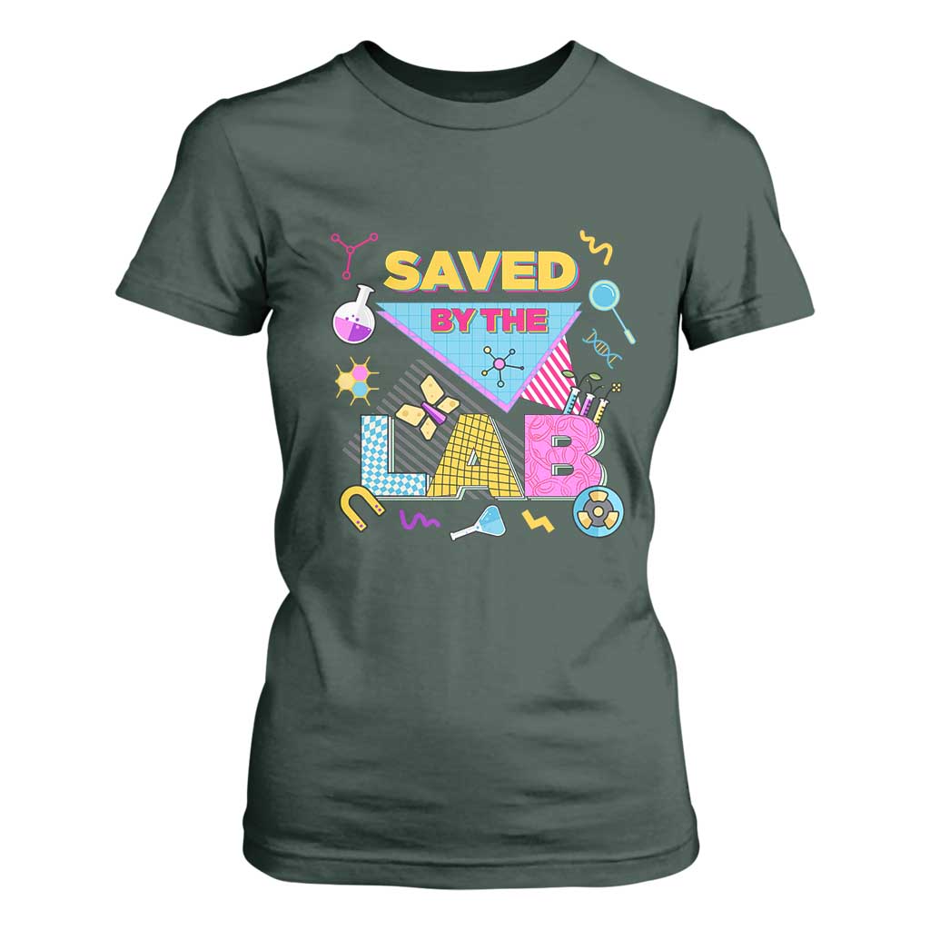 Lab Week T Shirt For Women Saved By The Lab Retro Medical Laboratory Tech TS02 Dark Forest Green Print Your Wear