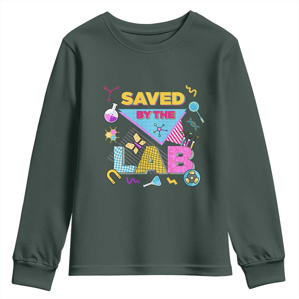 Lab Week Youth Sweatshirt Saved By The Lab Retro Medical Laboratory Tech TS02 Dark Forest Green Print Your Wear