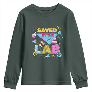 Lab Week Youth Sweatshirt Saved By The Lab Retro Medical Laboratory Tech TS02 Dark Forest Green Print Your Wear