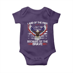 Land of the Free Because of the Brave Baby Onesie American Flag Patriotic Eagle 4th of July TS10 Purple Print Your Wear
