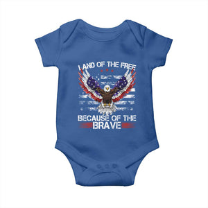 Land of the Free Because of the Brave Baby Onesie American Flag Patriotic Eagle 4th of July TS10 Royal Blue Print Your Wear