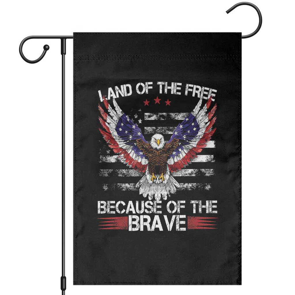 Land of the Free Because of the Brave Garden Flag American Flag Patriotic Eagle 4th of July TS10 Black Print Your Wear