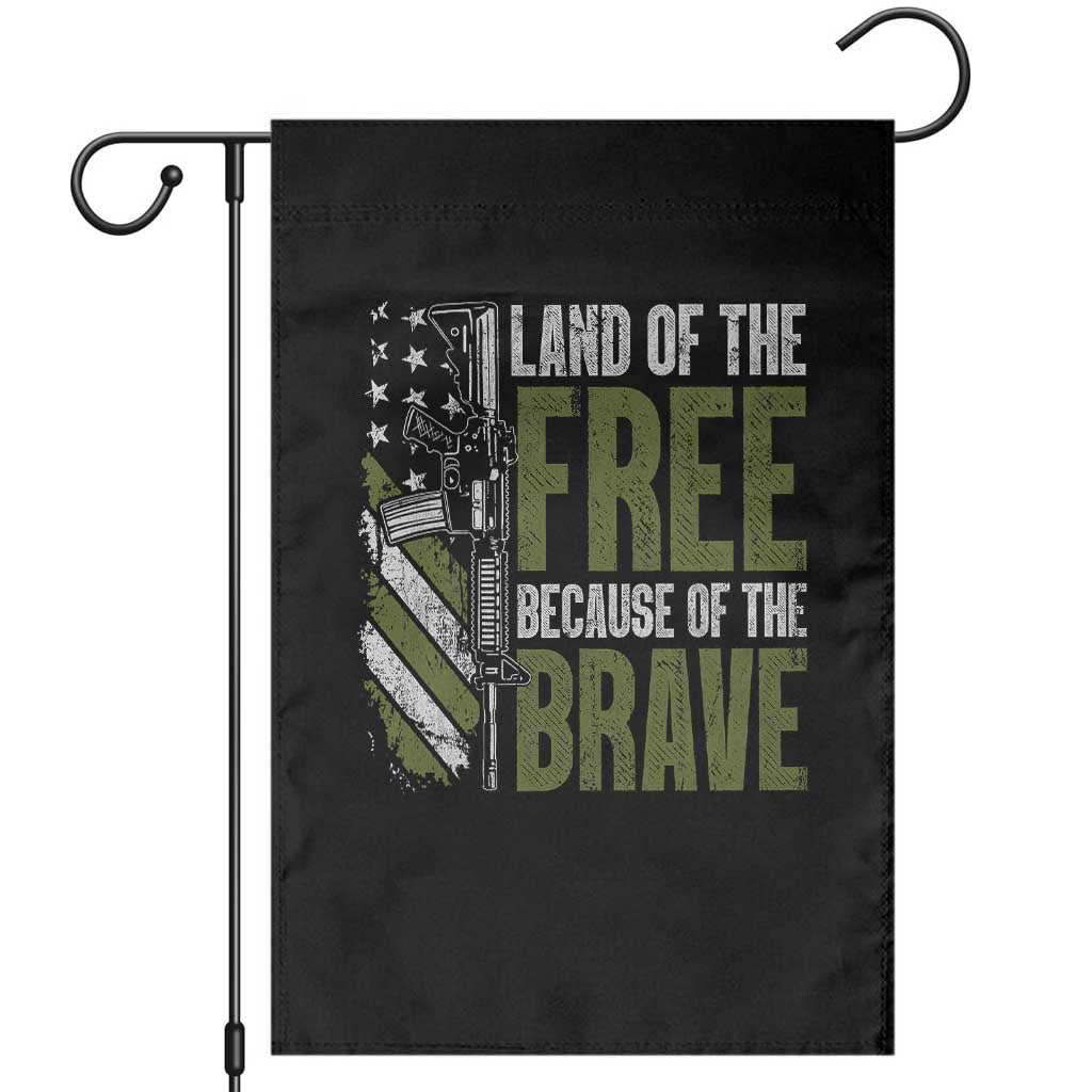Land of the Free Because of the Brave Garden Flag Gun American Flag TS10 Black Print Your Wear
