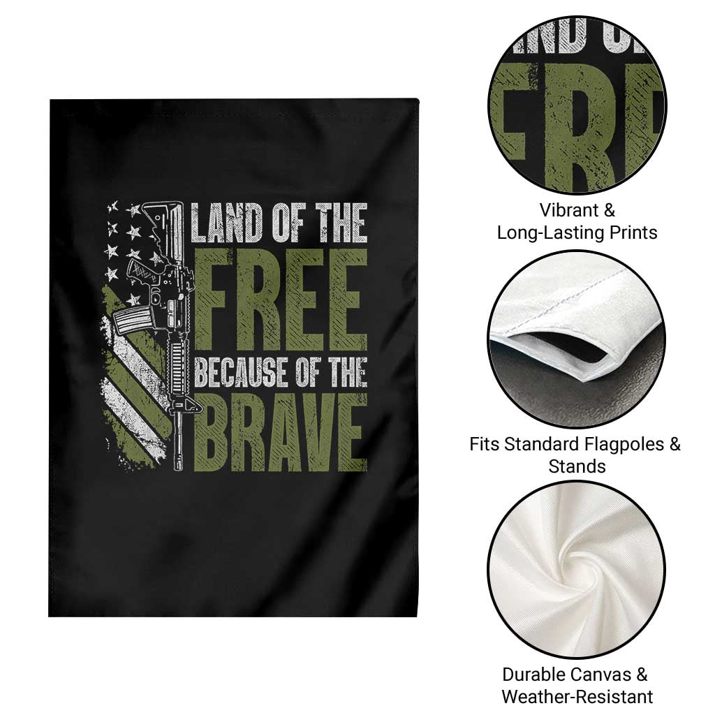Land of the Free Because of the Brave Garden Flag Gun American Flag TS10 Print Your Wear