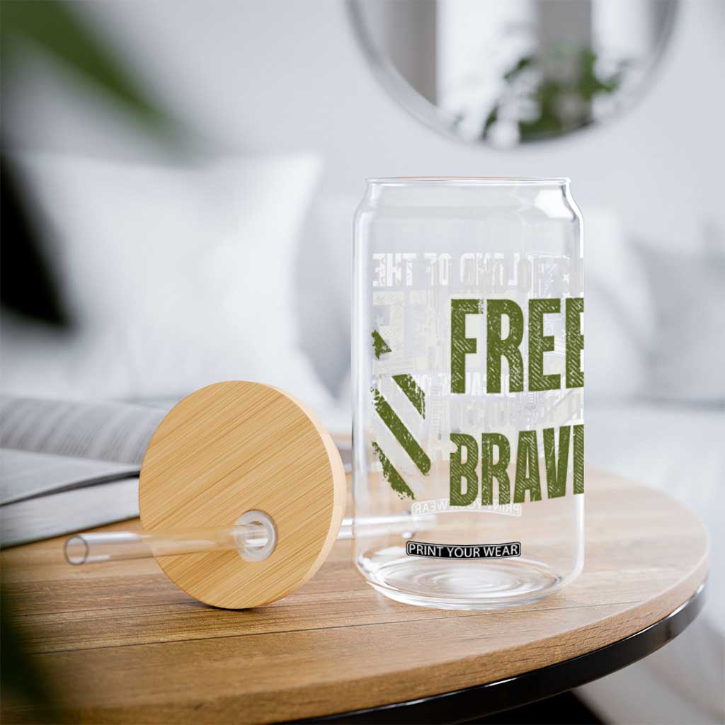 Land of the Free Because of the Brave Glass Can Gun American Flag TS10 Print Your Wear