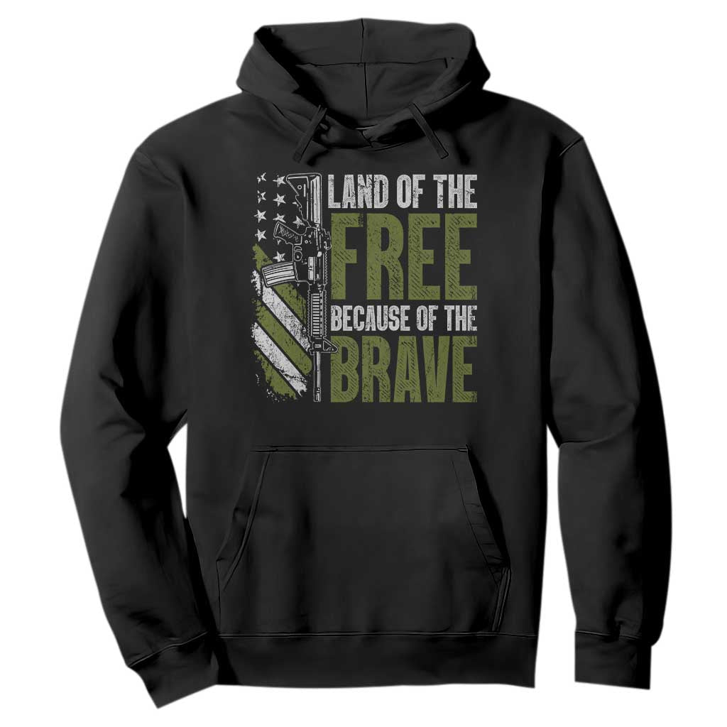 Land of the Free Because of the Brave Hoodie Gun American Flag TS10 Black Print Your Wear