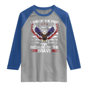 Land of the Free Because of the Brave Raglan Shirt American Flag Patriotic Eagle 4th of July TS10 Sport Gray Royal Print Your Wear