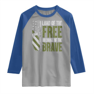 Land of the Free Because of the Brave Raglan Shirt Gun American Flag TS10 Sport Gray Royal Print Your Wear