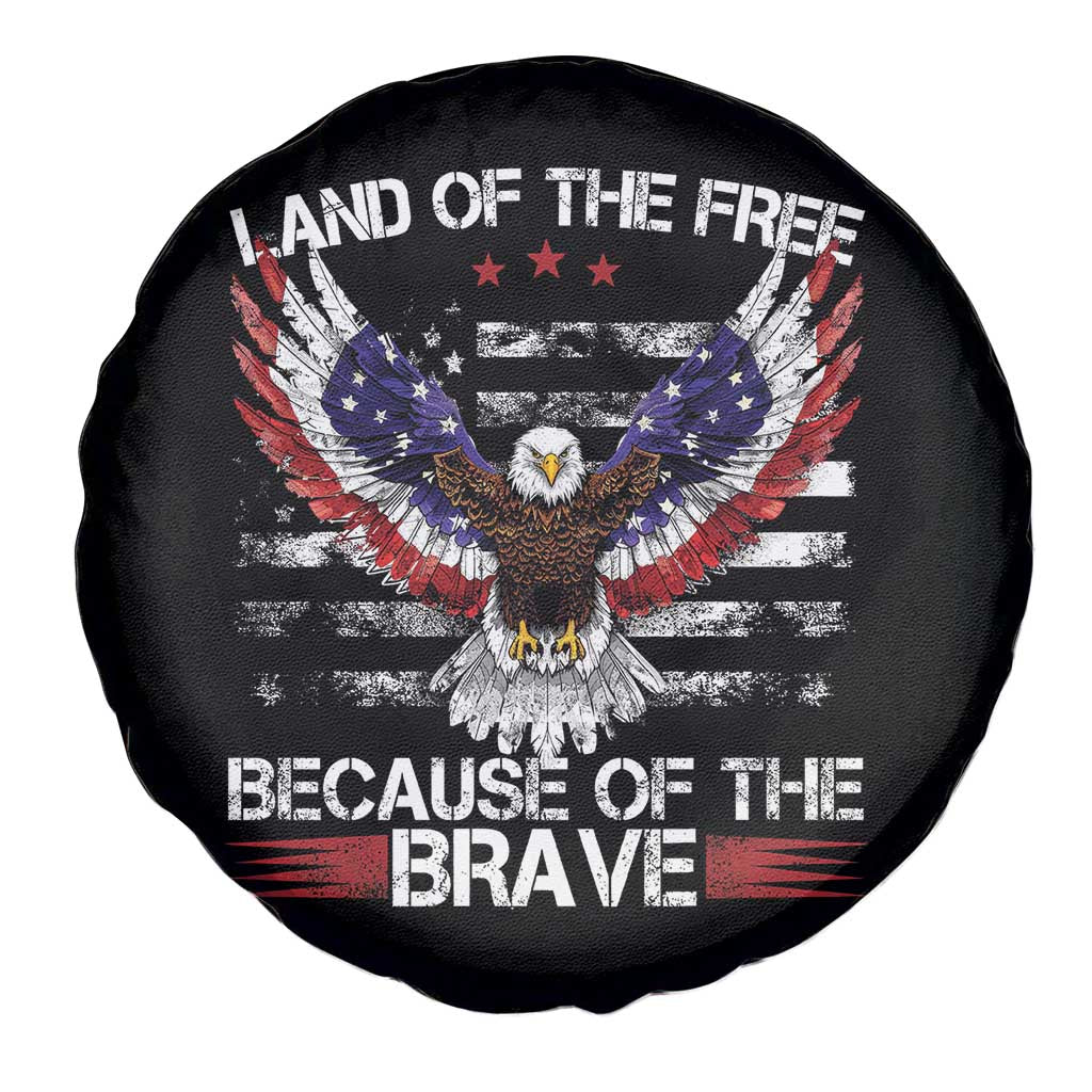 Land of the Free Because of the Brave Spare Tire Cover American Flag Patriotic Eagle 4th of July TS10 Print Your Wear