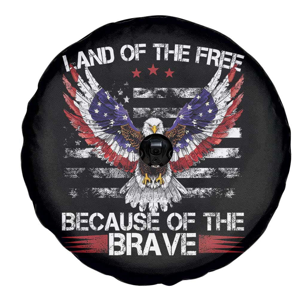 Land of the Free Because of the Brave Spare Tire Cover American Flag Patriotic Eagle 4th of July TS10 Print Your Wear