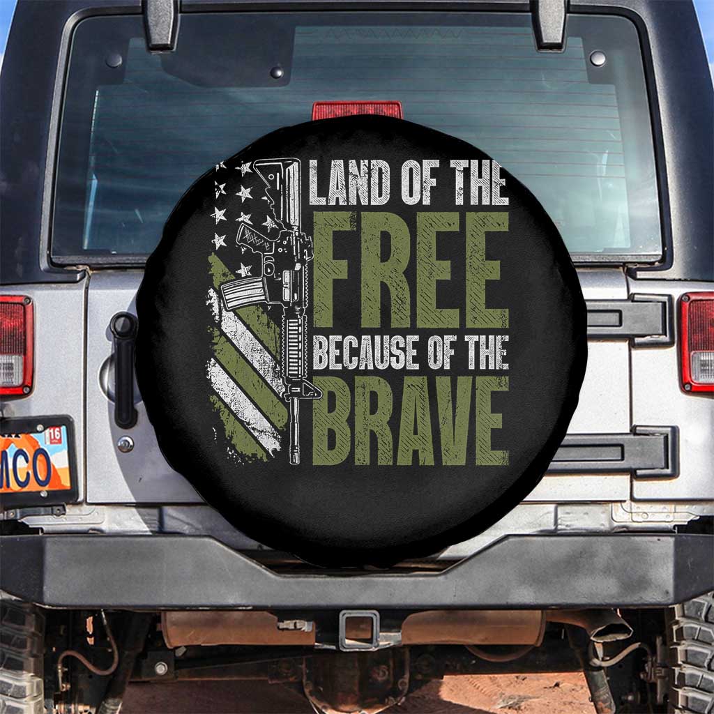 Land of the Free Because of the Brave Spare Tire Cover Gun American Flag TS10 No hole Black Print Your Wear