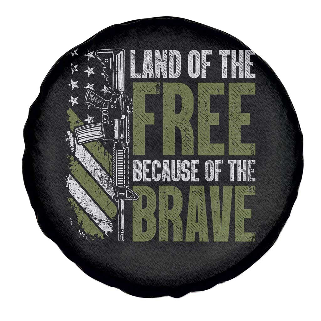 Land of the Free Because of the Brave Spare Tire Cover Gun American Flag TS10 Print Your Wear
