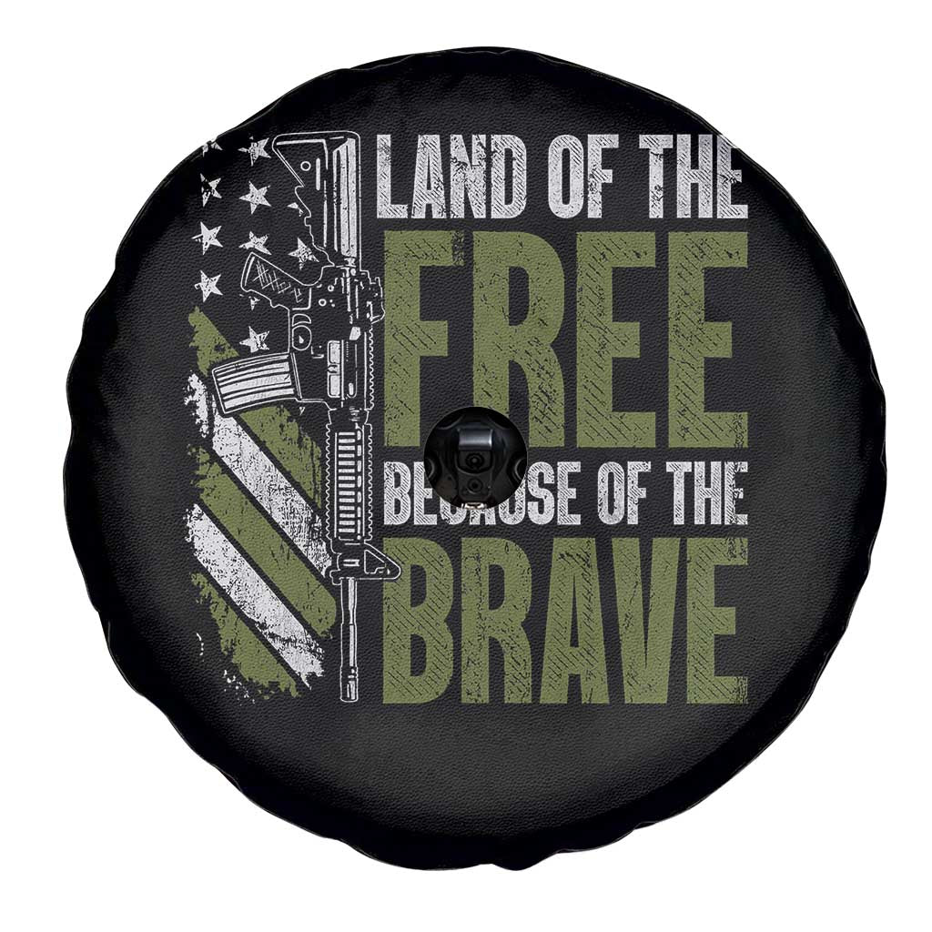 Land of the Free Because of the Brave Spare Tire Cover Gun American Flag TS10 Print Your Wear