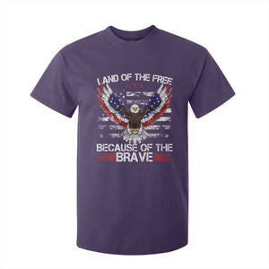 Land of the Free Because of the Brave T Shirt For Kid American Flag Patriotic Eagle 4th of July TS10 Purple Print Your Wear