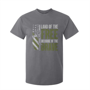 Land of the Free Because of the Brave T Shirt For Kid Gun American Flag TS10 Charcoal Print Your Wear