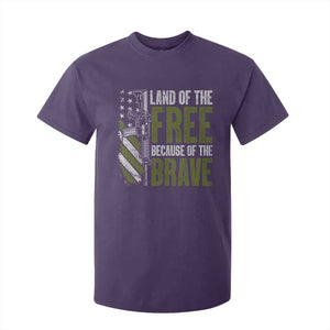 Land of the Free Because of the Brave T Shirt For Kid Gun American Flag TS10 Purple Print Your Wear