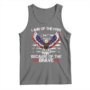 Land of the Free Because of the Brave Tank Top American Flag Patriotic Eagle 4th of July TS10 Black Heather Print Your Wear