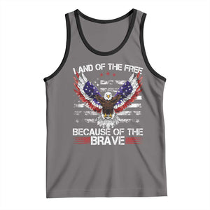 Land of the Free Because of the Brave Tank Top American Flag Patriotic Eagle 4th of July TS10 Deep Heather Black Print Your Wear