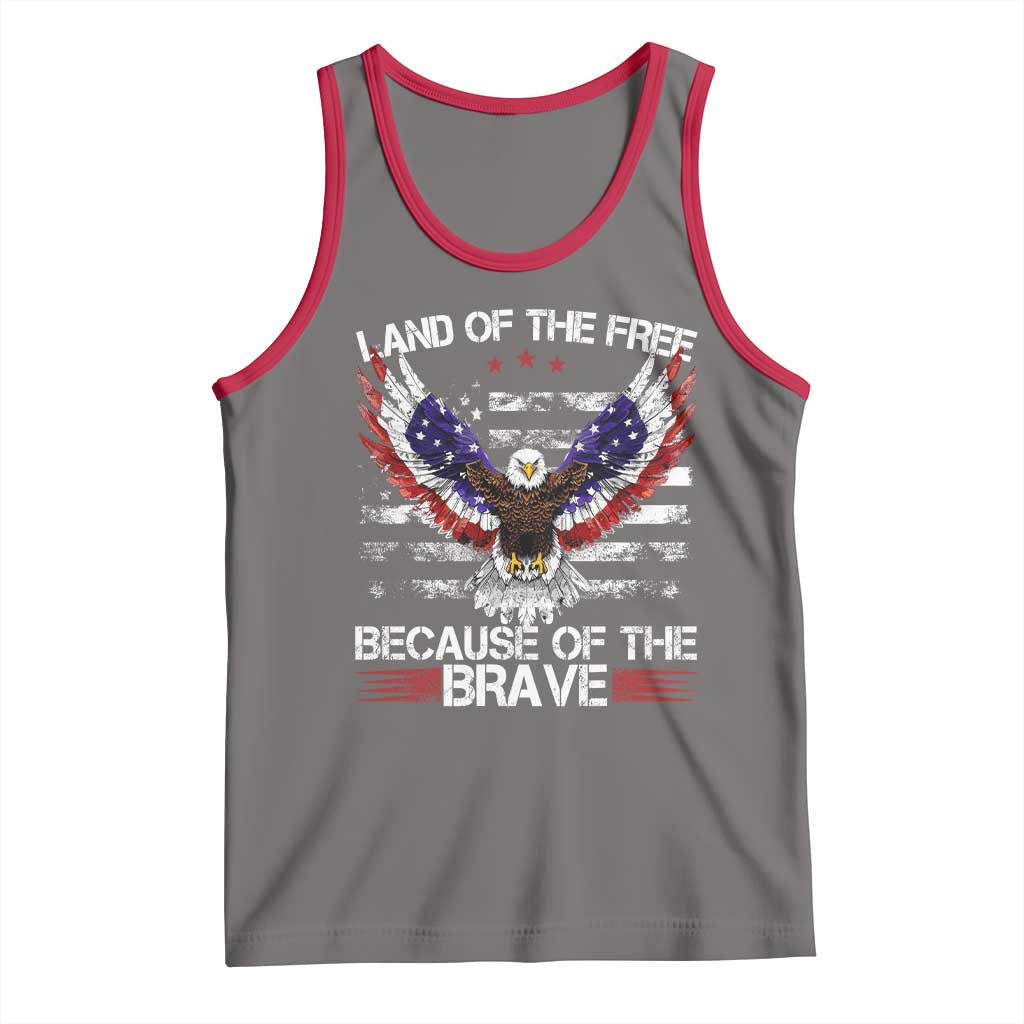 Land of the Free Because of the Brave Tank Top American Flag Patriotic Eagle 4th of July TS10 Deep Heather Red Print Your Wear