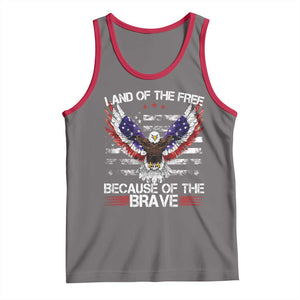 Land of the Free Because of the Brave Tank Top American Flag Patriotic Eagle 4th of July TS10 Deep Heather Red Print Your Wear
