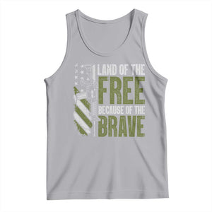Land of the Free Because of the Brave Tank Top Gun American Flag TS10 Athletic Heather Print Your Wear