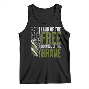 Land of the Free Because of the Brave Tank Top Gun American Flag TS10 Black Print Your Wear