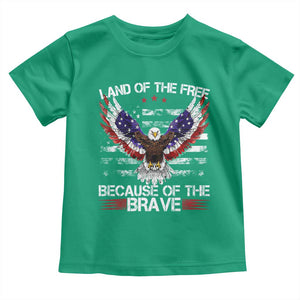 Land of the Free Because of the Brave Toddler T Shirt American Flag Patriotic Eagle 4th of July TS10 Irish Green Print Your Wear
