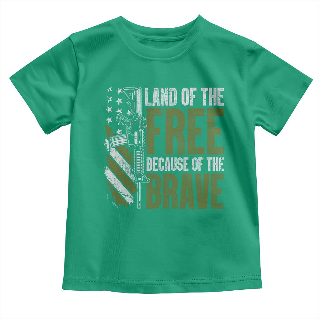 Land of the Free Because of the Brave Toddler T Shirt Gun American Flag TS10 Irish Green Print Your Wear
