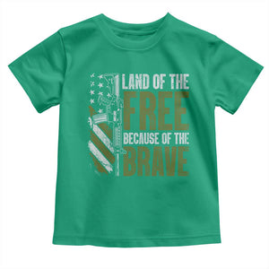 Land of the Free Because of the Brave Toddler T Shirt Gun American Flag TS10 Irish Green Print Your Wear