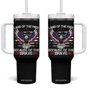 Land of the Free Because of the Brave Tumbler With Handle American Flag Patriotic Eagle 4th of July TS10 One Size: 40 oz Black Print Your Wear