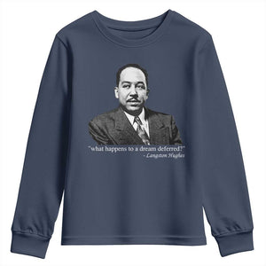 Langston Hughes Youth Sweatshirt A Dream Deferred Juneteenth Black History Civil Right TS10 Navy Print Your Wear