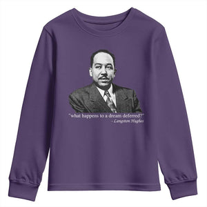 Langston Hughes Youth Sweatshirt A Dream Deferred Juneteenth Black History Civil Right TS10 Purple Print Your Wear