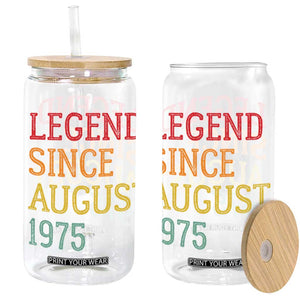 Legend Since August 1975 Glass Can Vintage Retro 50th Birthday Gifts TS10 Black Print Your Wear