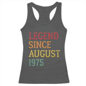 Legend Since August 1975 Racerback Tank Top Vintage Retro 50th Birthday Gifts TS10 Dark Heather Print Your Wear