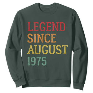Legend Since August 1975 Sweatshirt Vintage Retro 50th Birthday Gifts TS10 Dark Forest Green Print Your Wear