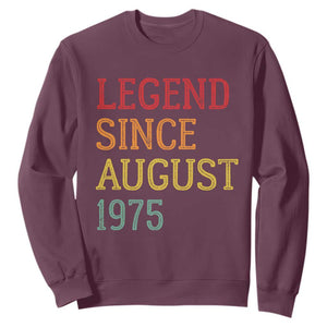 Legend Since August 1975 Sweatshirt Vintage Retro 50th Birthday Gifts TS10 Maroon Print Your Wear